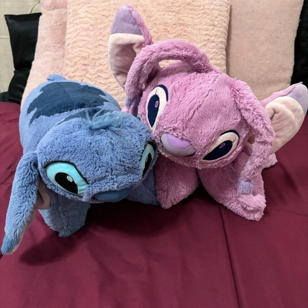 RARE Disney stitch and angel pillow pets